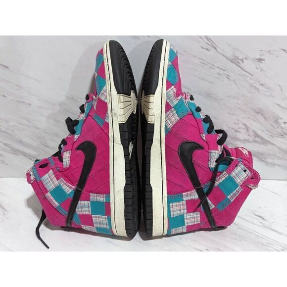 NikeiD Women's Custom Hot Pink Patchwork Fabric Hi Top Sneaker Shoes Size 6.5 - Picture 5 of 8